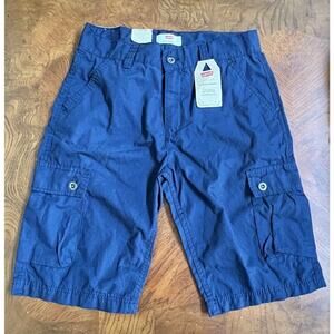 Levi’s Boys Cargo Shorts Size 16 W28 Dark Blue Pockets Below Knee Loose $42